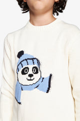 Maglia girocollo jacquard panna Kids-Dan John