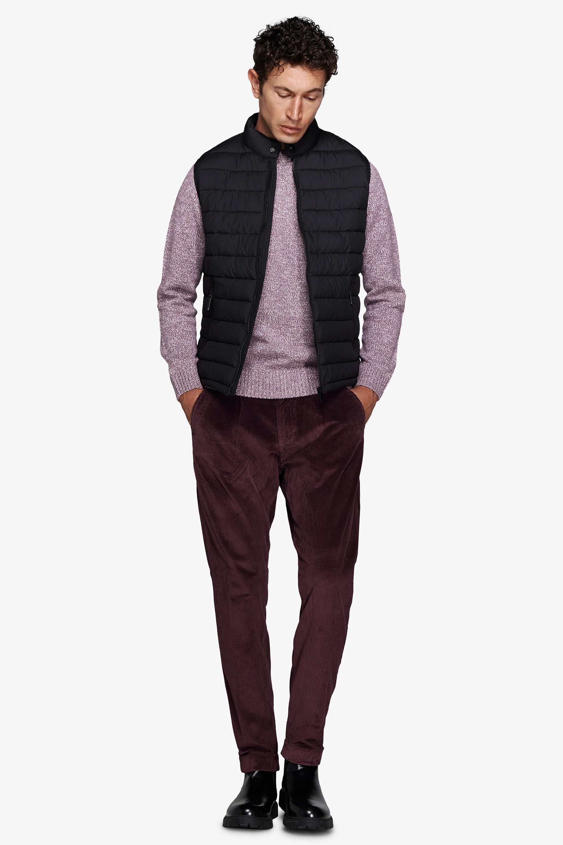 Gilet full zip trapuntato nero-Dan John