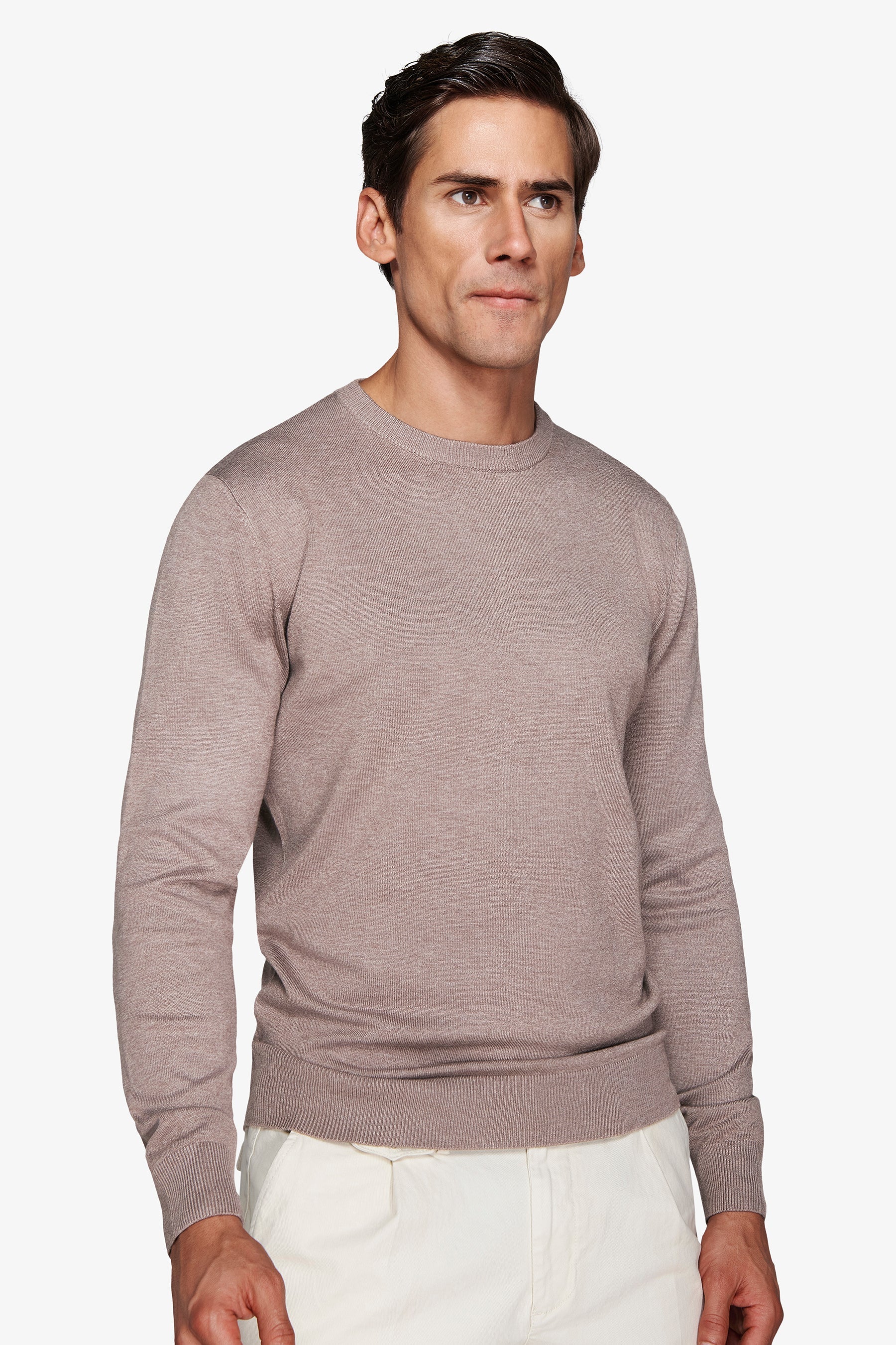 Maglia girocollo basic tortora-Dan John