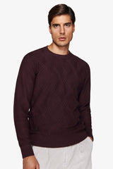 Maglia girocollo treccia piazzata bordeaux-Dan John