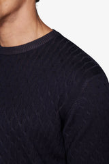 Maglia girocollo treccia blu-Dan John