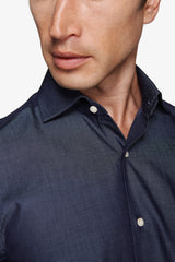 Camicia gabardina effetto denim slim-Dan John