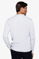 Polo in maglia collo aperto costa piatta celeste-Dan John