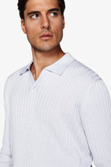 Polo in maglia collo aperto costa piatta celeste-Dan John