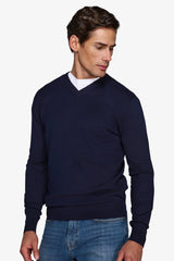 Maglia scollo a V blu-Dan John