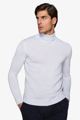 Maglia dolcevita effetto lambswool celeste-Dan John