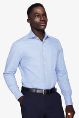 Camicia micro pied de poule azzurra-Dan John