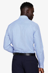 Camicia micro pied de poule azzurra-Dan John