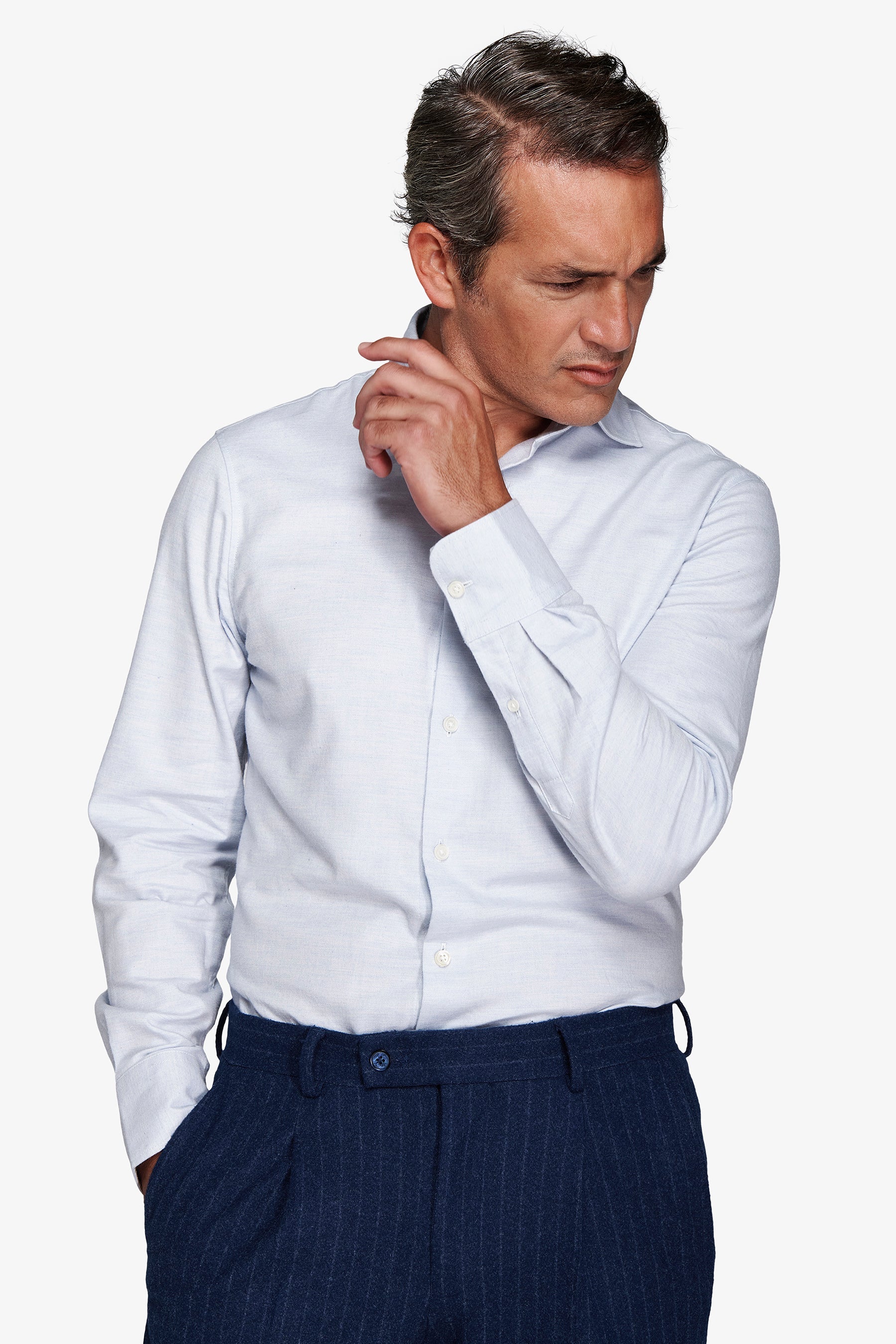 Camicia effetto flanella celeste-Dan John