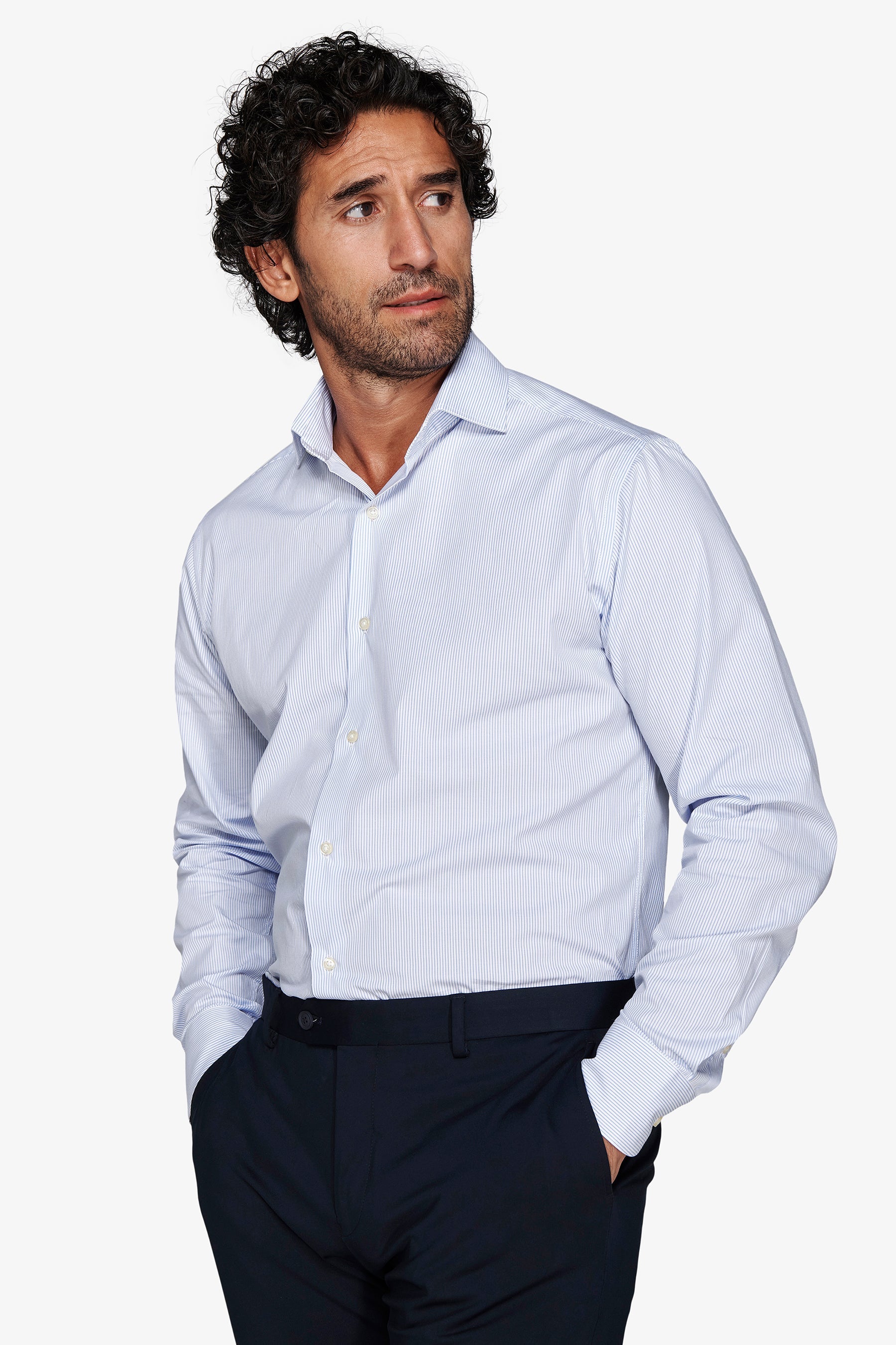 Camicia micro righe azzurra-Dan John