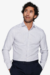 Camicia a righe operata grigia-Dan John