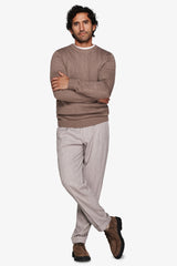 Maglia girocollo effetto lambswool tortora-Dan John
