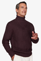Maglia dolcevita a coste bordeaux-Dan John