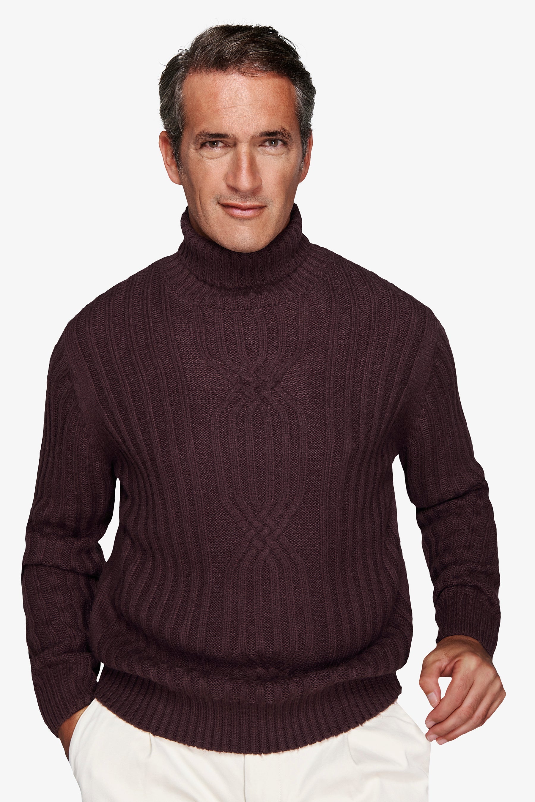 Maglia dolcevita a coste bordeaux-Dan John