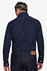Camicia effetto flanella Herringbone blu-Dan John
