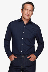 Camicia effetto flanella Herringbone blu-Dan John
