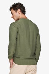 Maglia girocollo treccia piazzata verde-Dan John