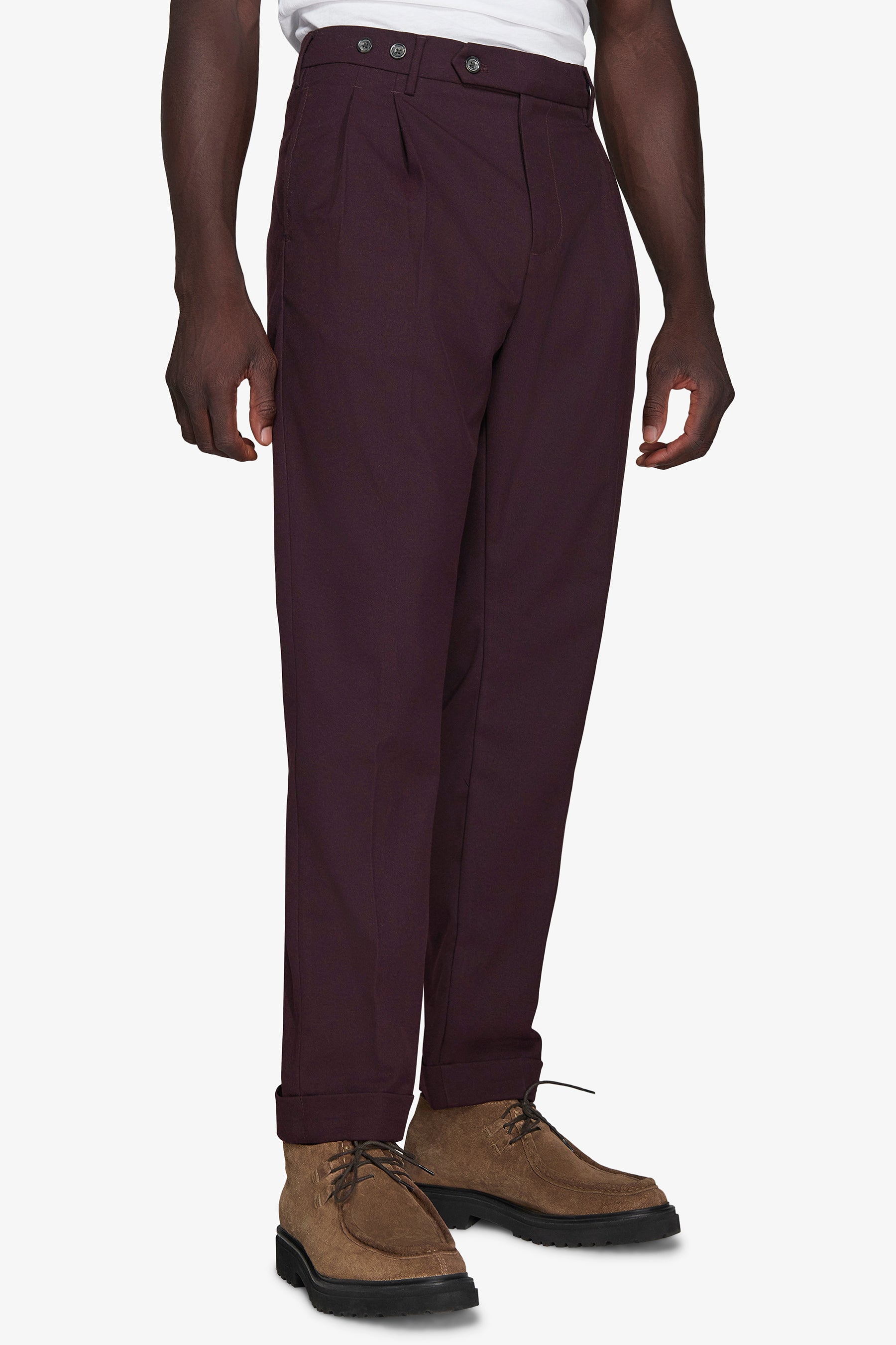 Pantaloni doppia pinces bordeaux-Dan John