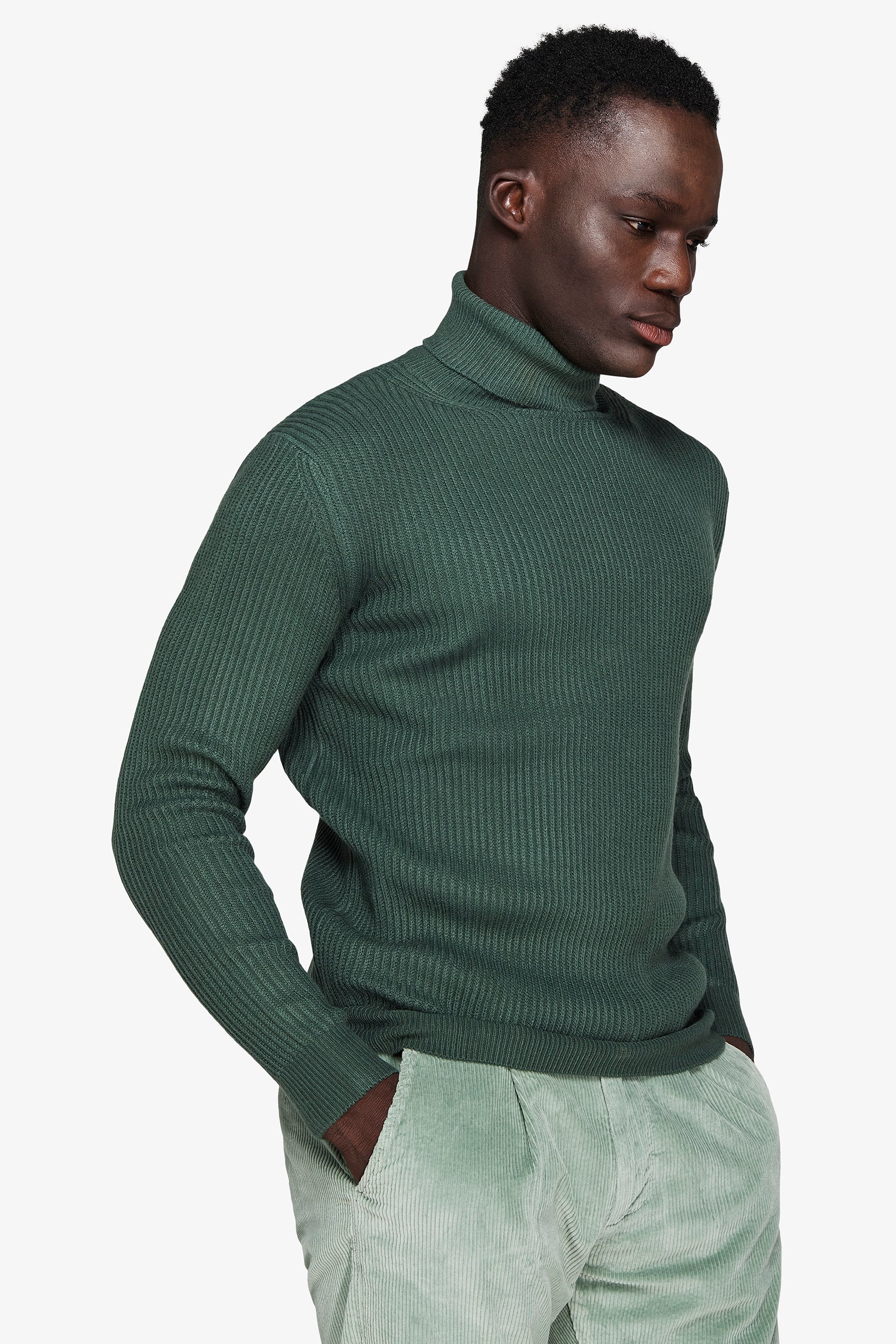 Maglia dolcevita costa inglese verde-Dan John