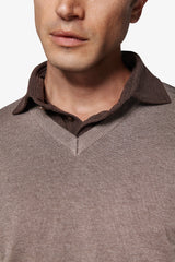 Maglia scollo a V tortora-Dan John