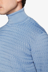 Maglia dolcevita a treccina celeste-Dan John