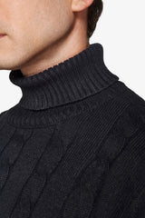 Maglia dolcevita treccia blu-Dan John