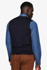 Gilet doppiopetto in maglia basic blu-Dan John