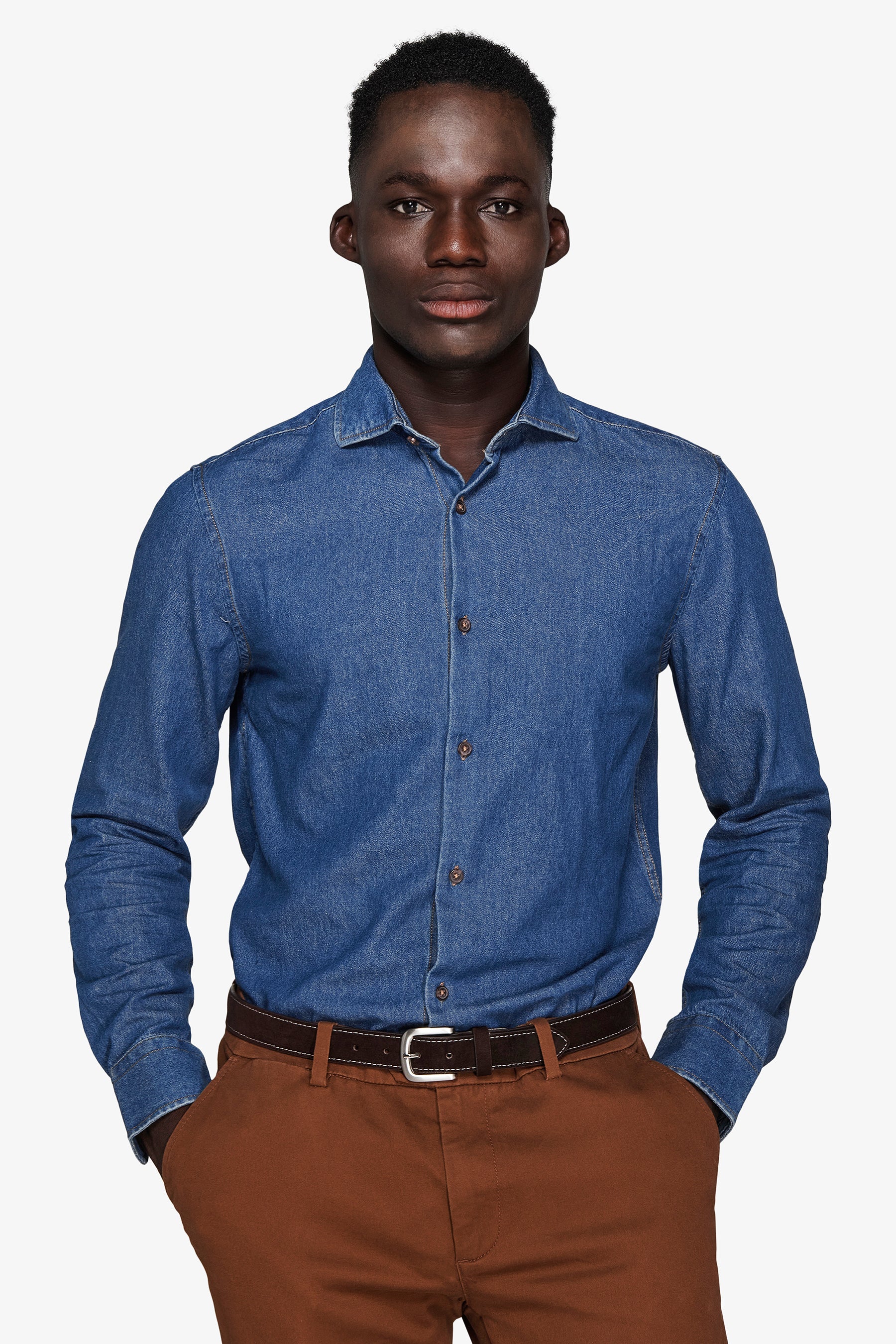 Camicia denim lavaggio scuro chambray-Dan John