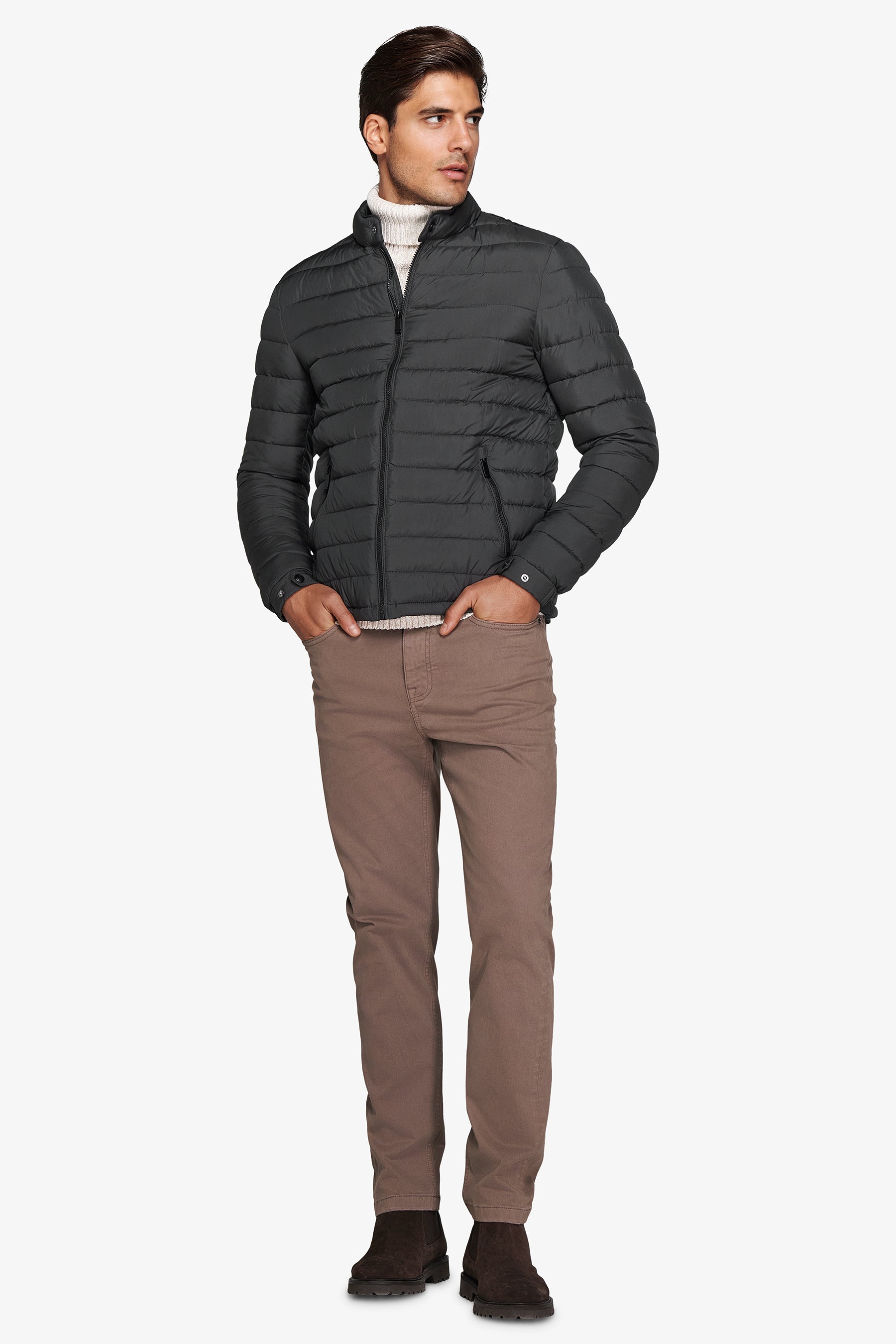 Piumino full zip trapuntato verde-Dan John