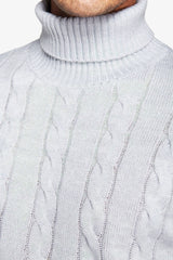 Maglia dolcevita treccia grigio chiaro-Dan John