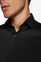 Camicia stretch unita nera slim-Dan John
