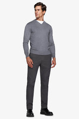 Maglia scollo a V grigio medio-Dan John