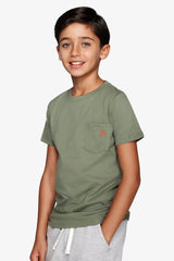 T-shirt basic con taschino verde Kids-Dan John