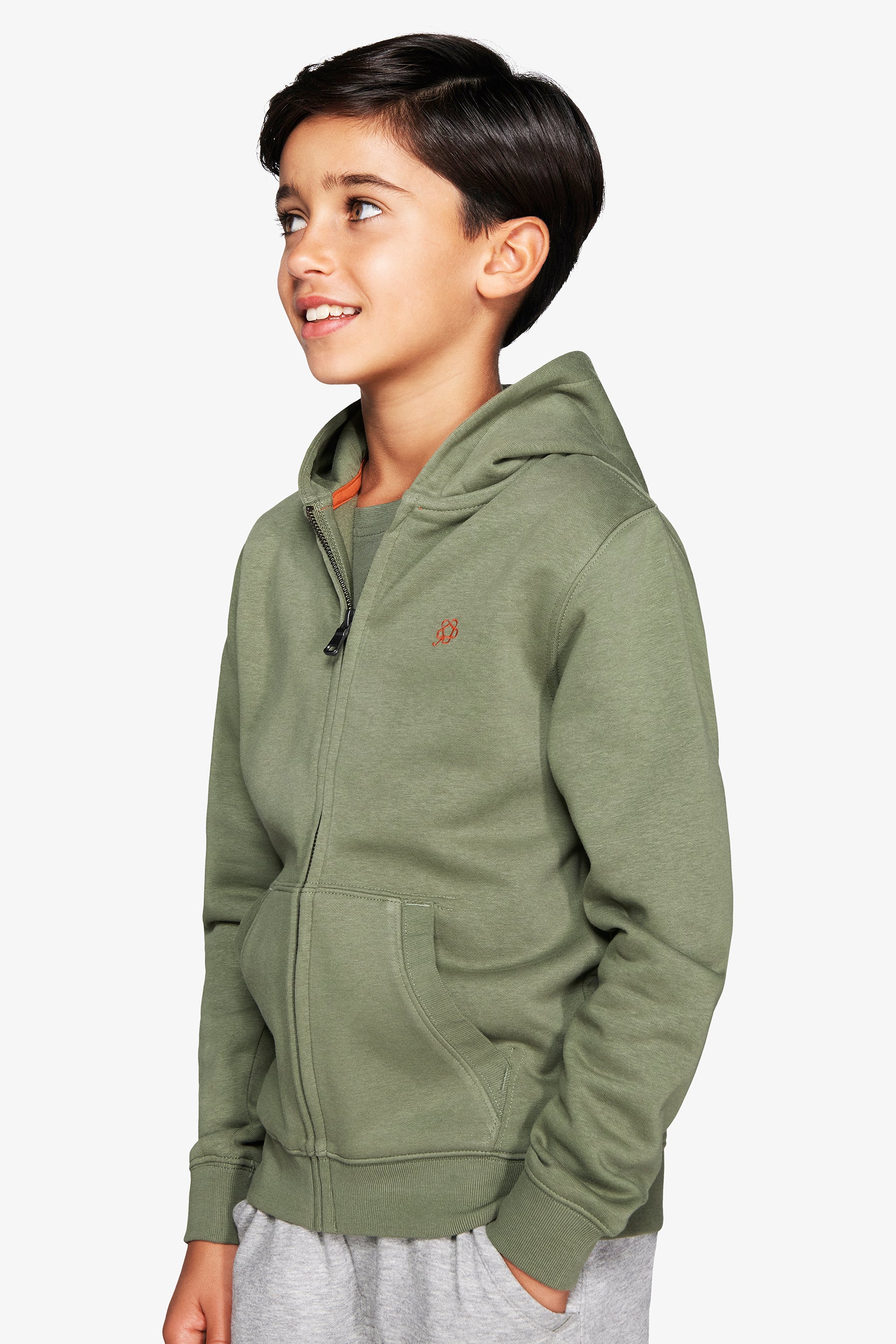 Felpa full zip basic verde Kids-Dan John