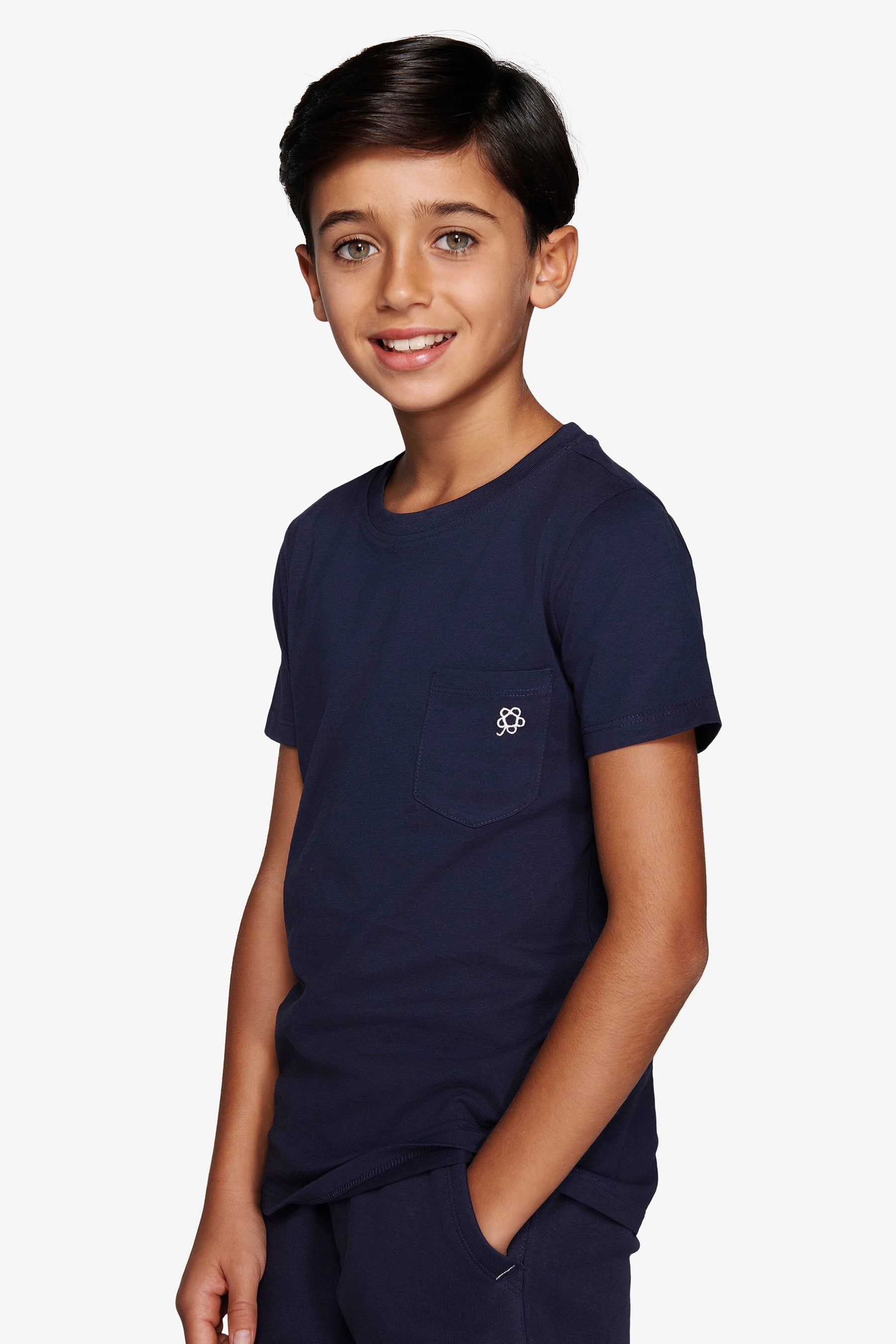 T-shirt basic con taschino blu Kids-Dan John