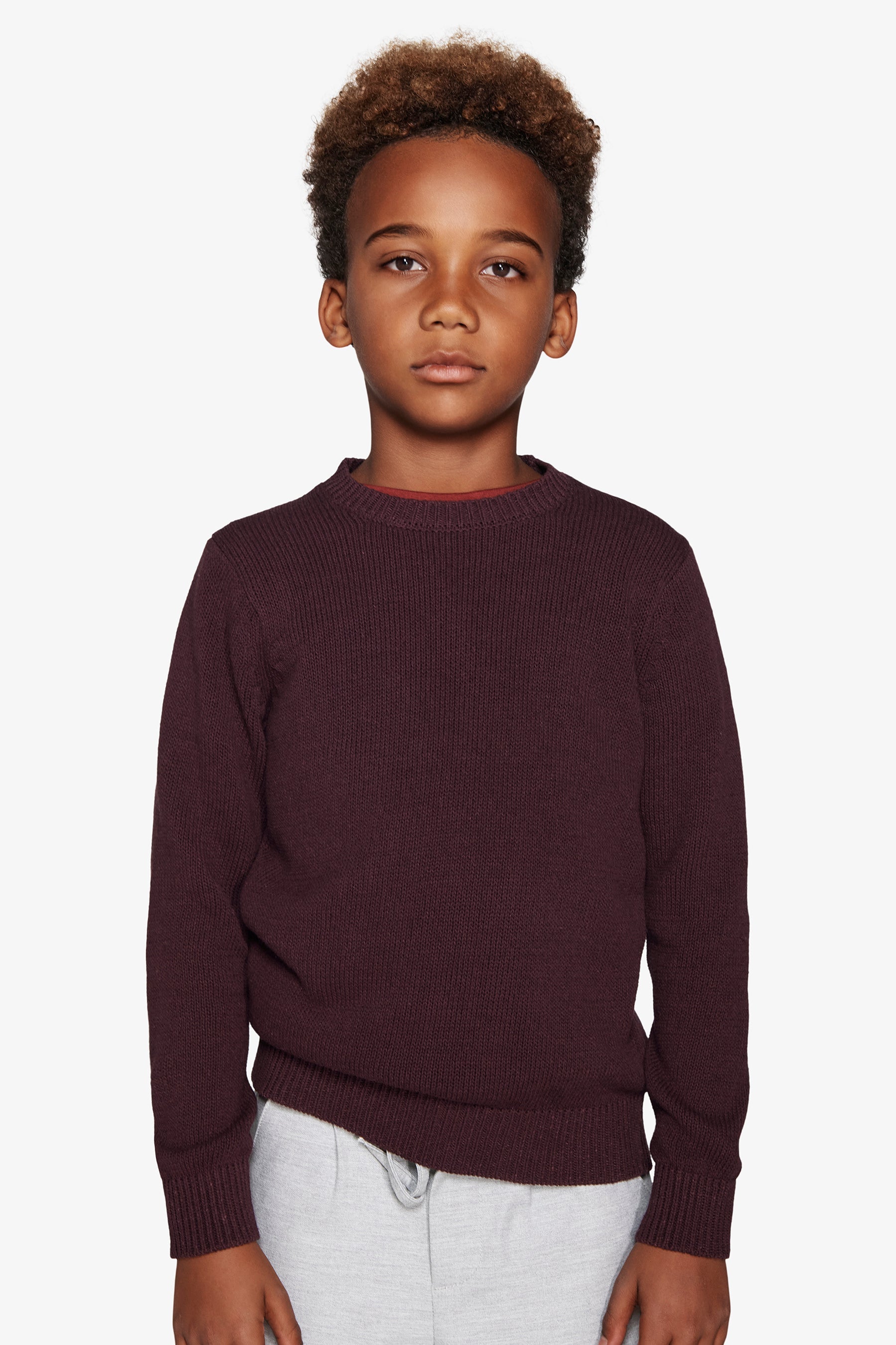 Maglia girocollo rasata bordeaux Kids-Dan John
