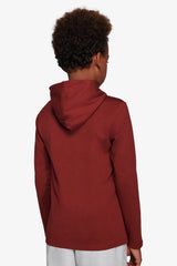 Felpa jersey con cappuccio e ricamo bordeaux Kids-Dan John