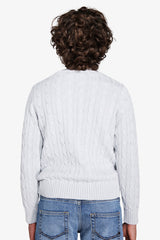 Maglia girocollo treccia celeste Kids-Dan John