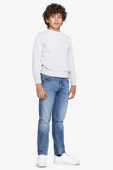 Maglia girocollo treccia celeste Kids-Dan John