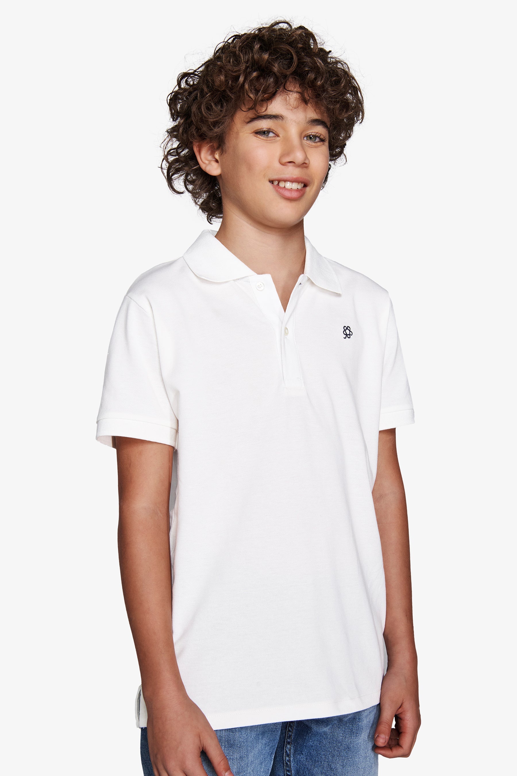 Polo con ricamo bianca Kids-Dan John