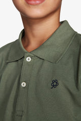 Polo con ricamo verde Kids-Dan John
