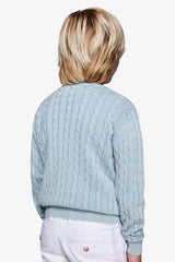 Maglia girocollo treccia celeste Kids-Dan John
