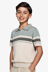 Polo in maglia a righe light green Kids-Dan John