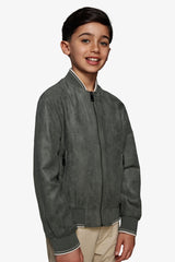 Bomber in ecosuede traforato verde Kids-Dan John