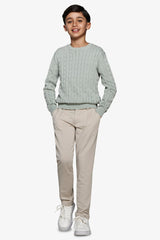 Maglia girocollo treccia salvia Kids-Dan John