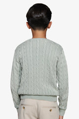 Maglia girocollo treccia salvia Kids-Dan John