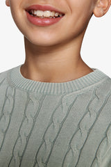 Maglia girocollo treccia salvia Kids-Dan John