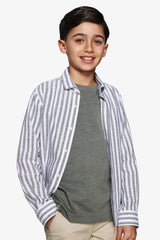 Camicia misto lino a righe verde Kids-Dan John