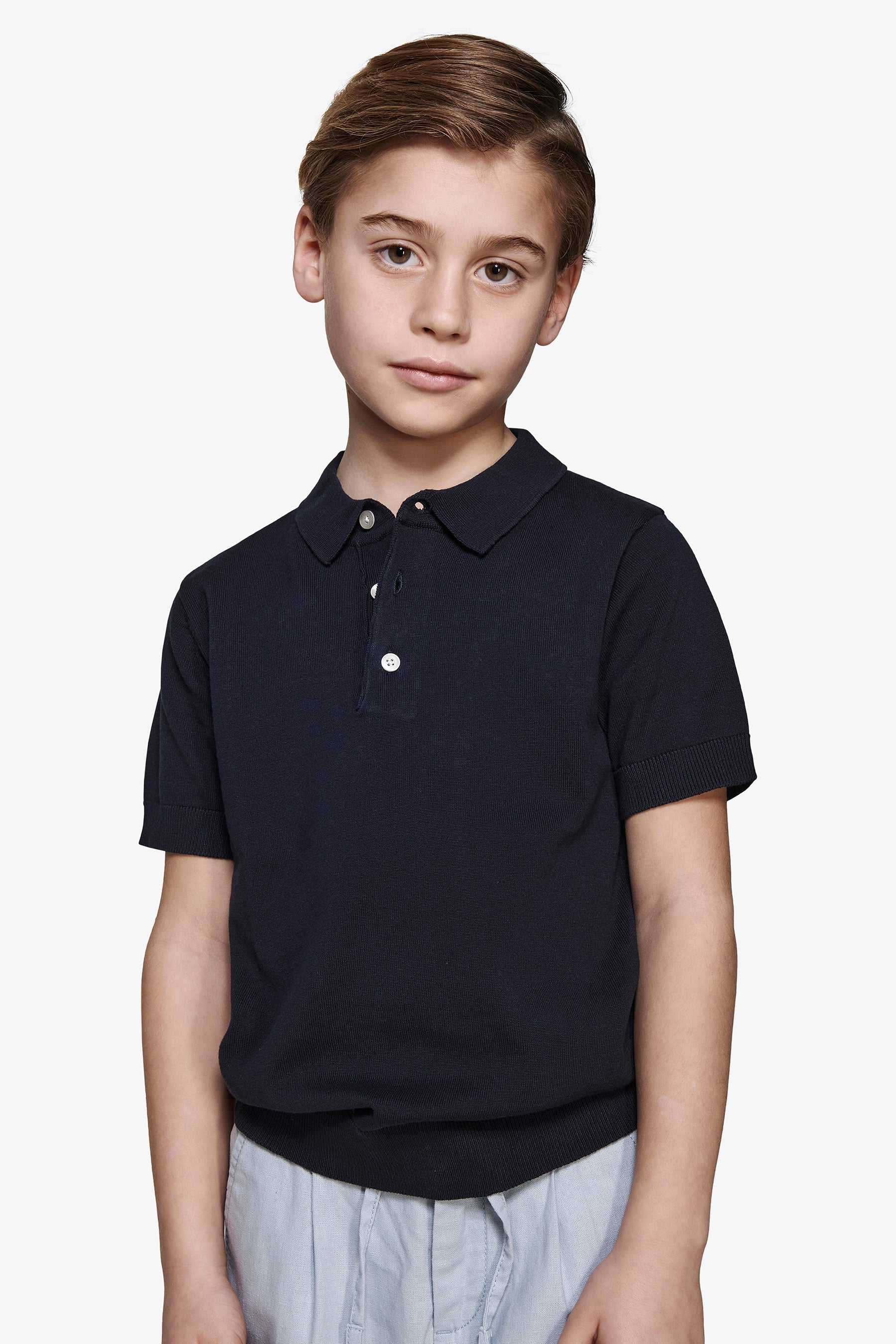 Polo in maglia blu Kids-Dan John