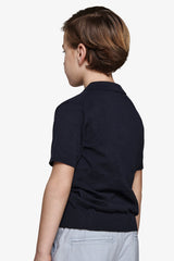 Polo in maglia blu Kids-Dan John